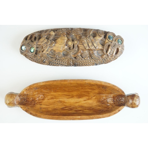 77 - Lidded Box in the form of a Polynesian Carved Casket / Coffin, 20cms long