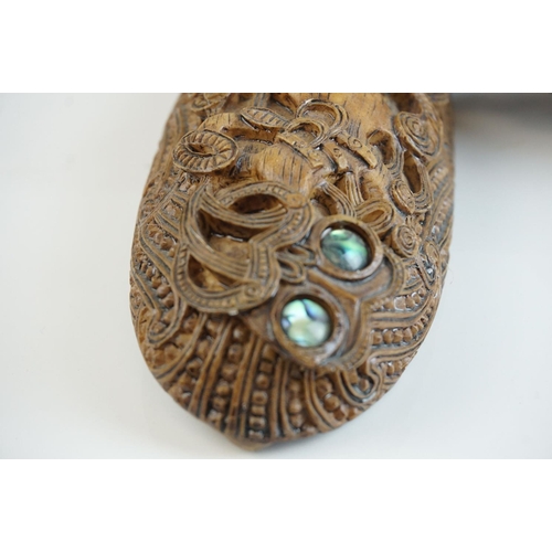 77 - Lidded Box in the form of a Polynesian Carved Casket / Coffin, 20cms long