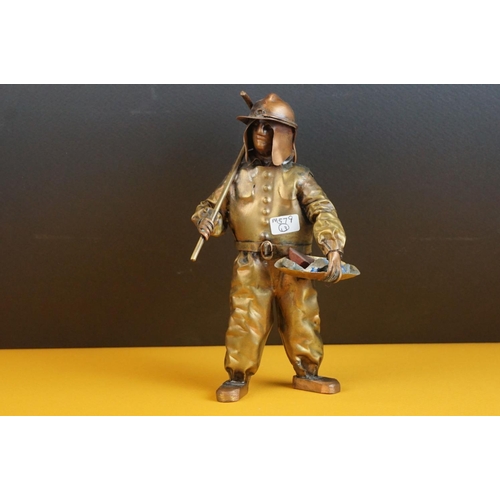 81 - Chilean Statue of a Miner from trapped Tin Mines, 15cms high