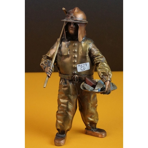 81 - Chilean Statue of a Miner from trapped Tin Mines, 15cms high
