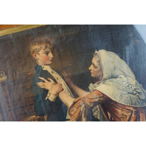 99 - Lord Nelson interest - 19th century Maple Framed Oilograph after George Joy entitled ' Nelson's Firs... 