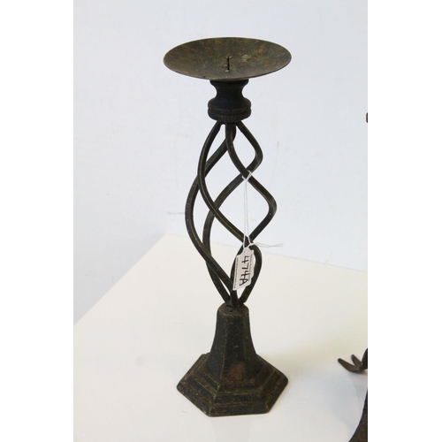 475 - Two Wrought Iron Candlesticks