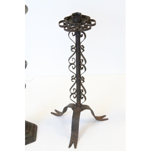 475 - Two Wrought Iron Candlesticks