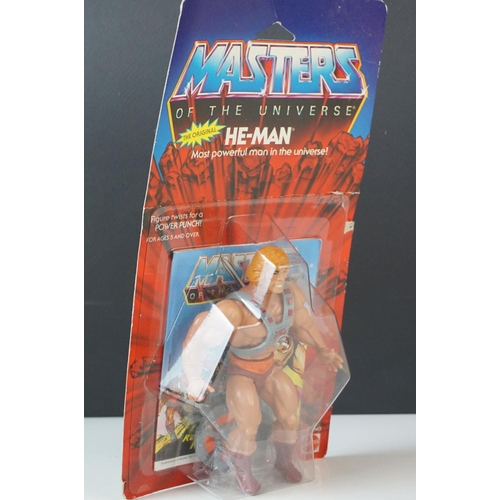 1 - He Man – Carded original Mattel He-Man Masters of the Universe He-Man action figure, tears and bends... 