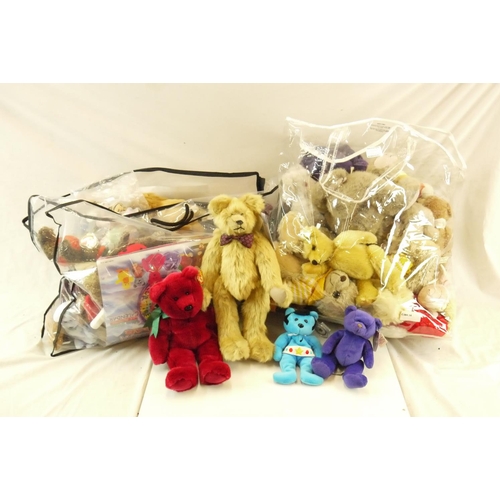 103 - Large collection of contemporary teddy bears to include TY, etc, plus a TY Beanie Babes calendar