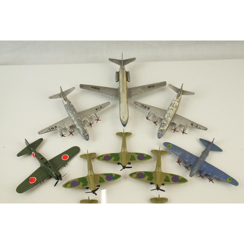 26 - 13 x Playworn diecast aviation models to include Dinky, Matchbox, featuring Dinky Caravelle SE 210, ... 