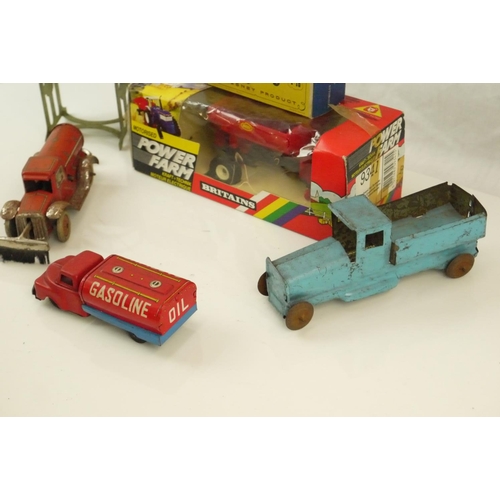 27 - Group of mid 20th C tin plate models to include Haji (Japan) Gasoline Tanker, Gely (Germany)Brush Tr... 