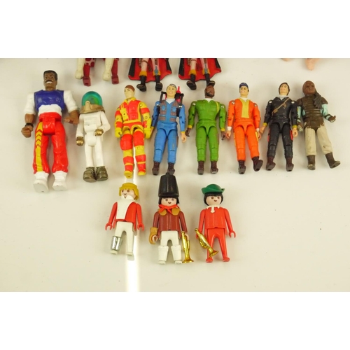 28 - Collection of circa 80’s playworn toys to include Playmobil, 3 x Galoob The A-Team (Mr T, Hannibal, ... 