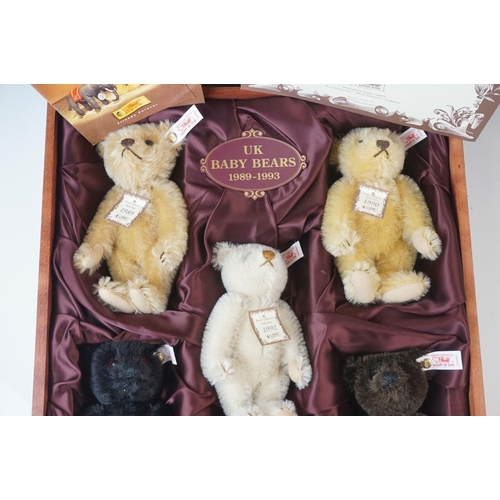 3 - Boxed Steiff UK Baby Bears 1989-1993 ltd. Ed. (535) with all five bears and certificate, inlay has c... 