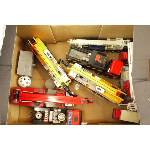 44 - 16 x Playworn diecast and plastic construction models to featuring Corgi, Dinky, etc, plus remote co... 