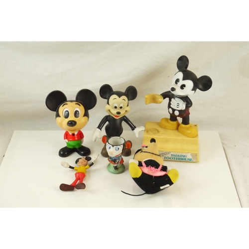 47 - Six circa 1970/80s Mickey Mouse figures including Talking Toothbrush plus 5 x Leprechaun soft plasti... 