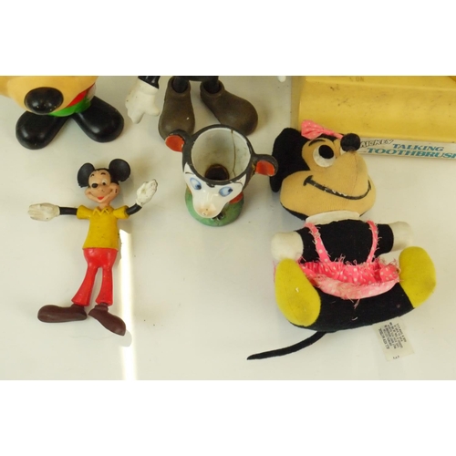 47 - Six circa 1970/80s Mickey Mouse figures including Talking Toothbrush plus 5 x Leprechaun soft plasti... 