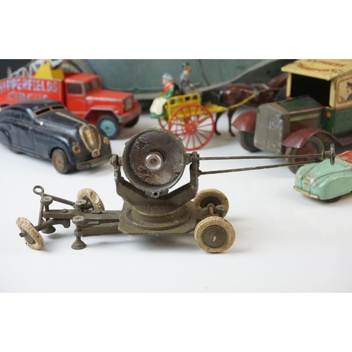 5 - Collection of early - mid 20th C tin plate and diecast models to include Wells O London tin plate, C... 