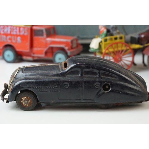 5 - Collection of early - mid 20th C tin plate and diecast models to include Wells O London tin plate, C... 