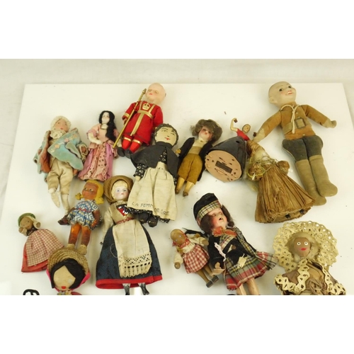 52 - Quantity of small -mid sized vintage dolls featuring china, cloth, primitive, celluloid and plastic ... 