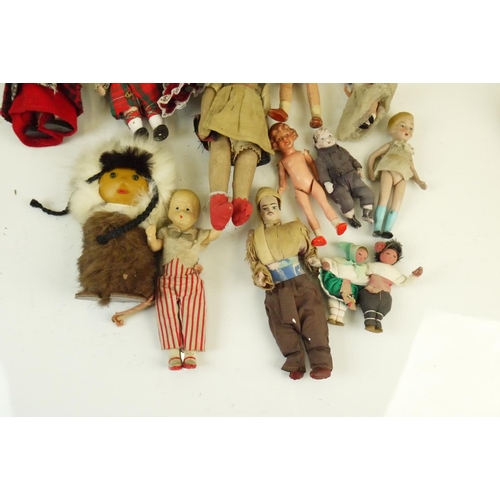 52 - Quantity of small -mid sized vintage dolls featuring china, cloth, primitive, celluloid and plastic ... 