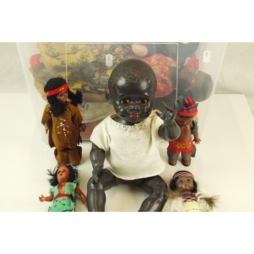 53 - Group of various vintage black dolls to include bisque headed, plastic and cloth, features plastic N... 