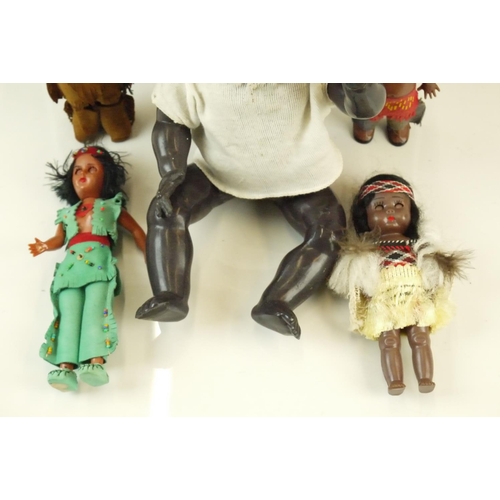 53 - Group of various vintage black dolls to include bisque headed, plastic and cloth, features plastic N... 