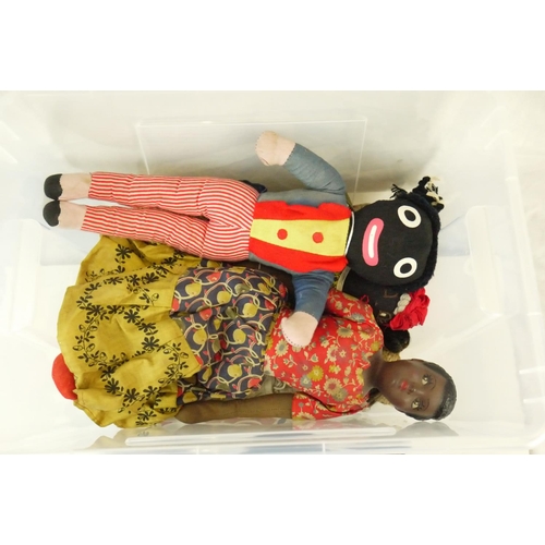 53 - Group of various vintage black dolls to include bisque headed, plastic and cloth, features plastic N... 