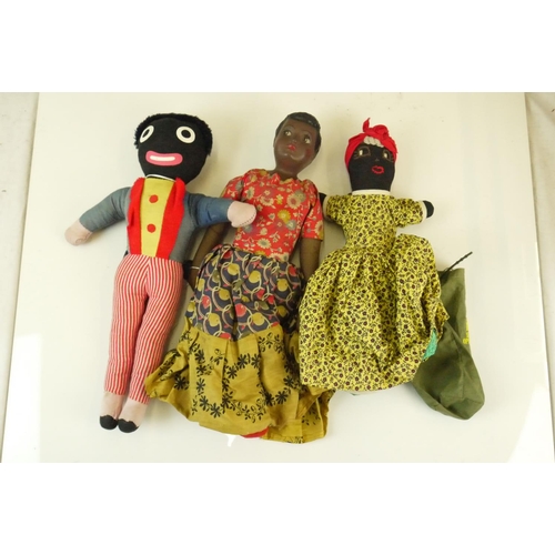 53 - Group of various vintage black dolls to include bisque headed, plastic and cloth, features plastic N... 