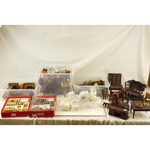 58 - Large collection of various dolls house furniture and accessories, mainly contemporary wooden exampl... 