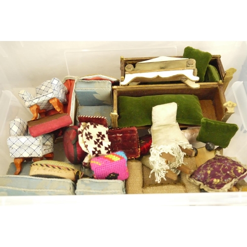 58 - Large collection of various dolls house furniture and accessories, mainly contemporary wooden exampl... 