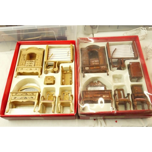 58 - Large collection of various dolls house furniture and accessories, mainly contemporary wooden exampl... 