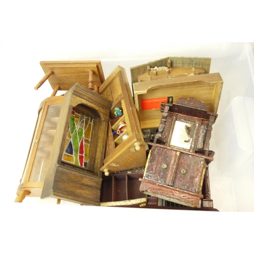 58 - Large collection of various dolls house furniture and accessories, mainly contemporary wooden exampl... 