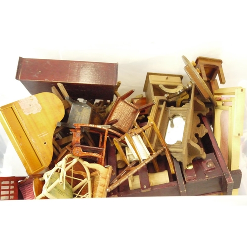 58 - Large collection of various dolls house furniture and accessories, mainly contemporary wooden exampl... 