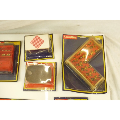 59 - 11 Carded & unopened Lundby of Sweden items of dolls house furniture, cards showing some bend but it... 