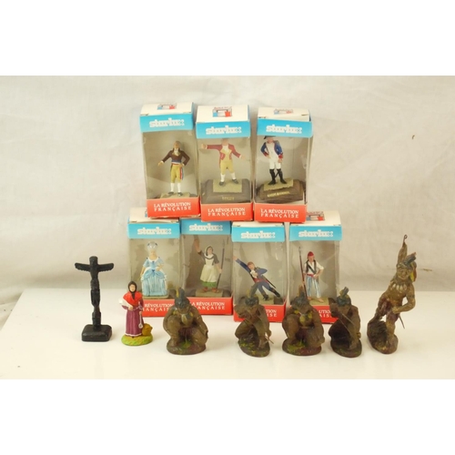 65 - Five original Elastolin Native American figures plus 7 x boxed Starlux La Revolution Francaise figur... 