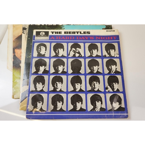 219 - Vinyl - The Beatles 7 LP's to include Rubber Soul (OMC 1267) no outer sleeve, A Hard Days Night (PMC... 