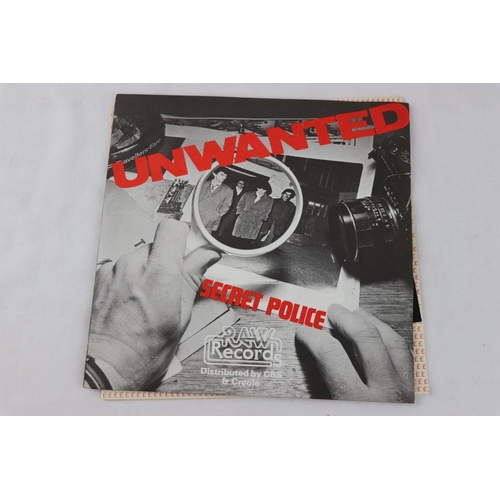 324 - PUNK - 7 UK 1ST PRESSINGS, 1978 SINGLES, including PROMOS !!!. 1. THE UNWANTED - SECRET POLICE (1978... 