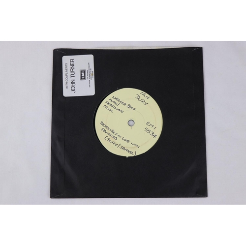 382 - .   IAN DURY AND THE BLOCKHEADS - 2 RARE UK TEST PRESSING SINGLES.  1. HIT ME WITH YOUR RHYTHM STICK... 