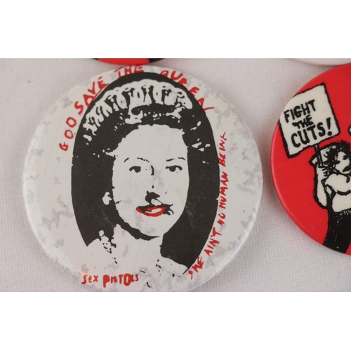 428 - PUNK / SEX PISTOLS ORIGINAL 1977 BADGES.  4 ORIGINAL 1977 BADGES including a RARE ORIGINAL 1977 - SE... 