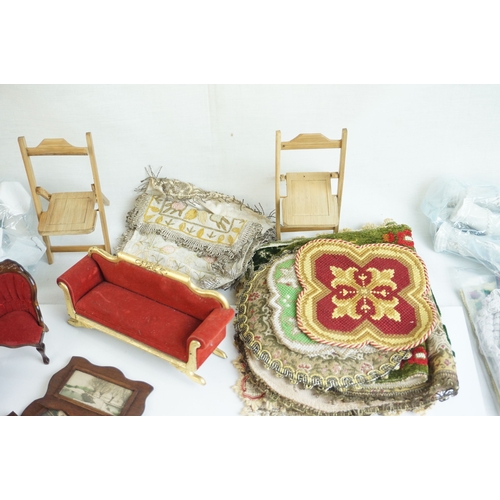 10 - Large collection of 20th C dolls house furniture in good condition, features various small accessori... 