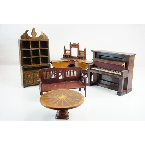 18 - Large quantity of contemporyQ model doll’s house wooden furniture, in five boxes