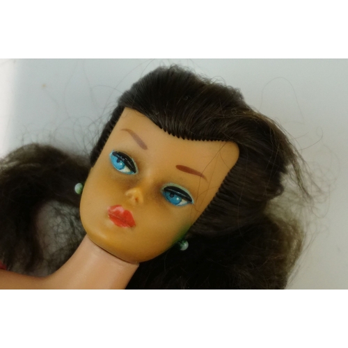 7 - Boxed Mattel Barbie 850 Brunette Ponytail  doll marked Midge to behind, tatty box, no shoes, gd over... 