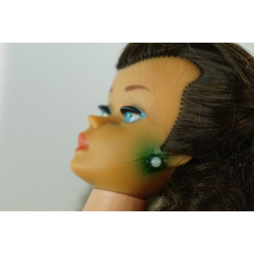 7 - Boxed Mattel Barbie 850 Brunette Ponytail  doll marked Midge to behind, tatty box, no shoes, gd over... 