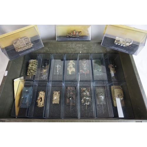 20 - 120 x Cased De Agostini Combat Tank Collection diecast models to include Challenger 1, M4A3 Sherman,... 