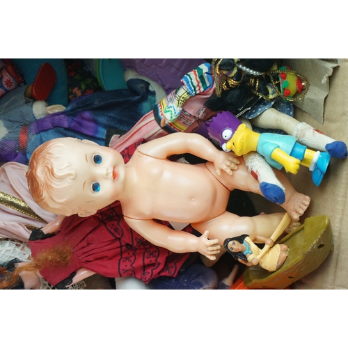 64 - Large quantity of mid 20th C onwards dolls and toys to include 2 x original Polly Pockets, tourist d... 