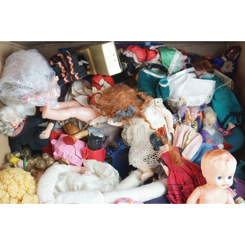 64 - Large quantity of mid 20th C onwards dolls and toys to include 2 x original Polly Pockets, tourist d... 