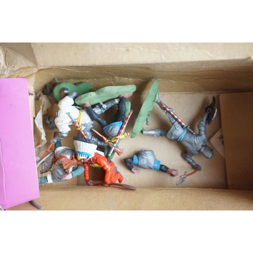 56 - Quantity of plastic figures to include trade boxes, features Britains 7840 Mounted Band Guards set (... 