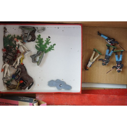 56 - Quantity of plastic figures to include trade boxes, features Britains 7840 Mounted Band Guards set (... 