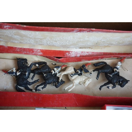 56 - Quantity of plastic figures to include trade boxes, features Britains 7840 Mounted Band Guards set (... 