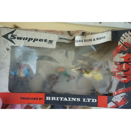 56 - Quantity of plastic figures to include trade boxes, features Britains 7840 Mounted Band Guards set (... 