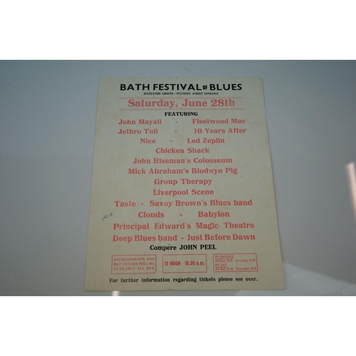 296 - Bath Festival of Blues Music Poster / Flyer featuring John Mayall, Led Zeppelin, Fleetwood Mac, 10 Y... 