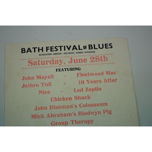 296 - Bath Festival of Blues Music Poster / Flyer featuring John Mayall, Led Zeppelin, Fleetwood Mac, 10 Y... 