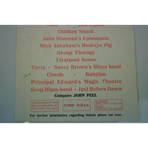 296 - Bath Festival of Blues Music Poster / Flyer featuring John Mayall, Led Zeppelin, Fleetwood Mac, 10 Y... 