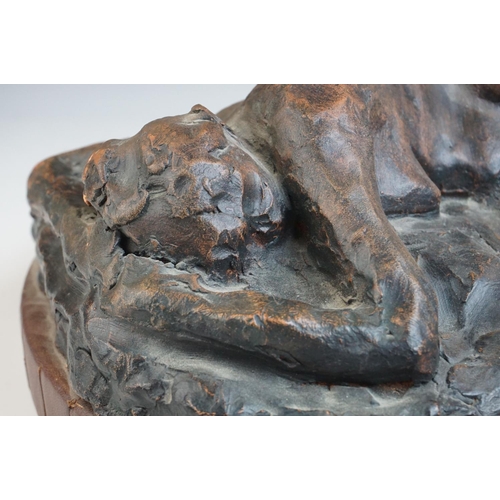 100 - A contemporary sculpture in bronzed terracotta titled Janet sleeping
